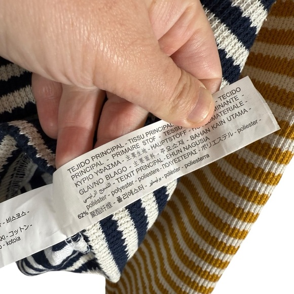 Zara Women’s Cropped Striped Turtleneck Sweater Navy/White/Yellow M - Picture 5 of 12